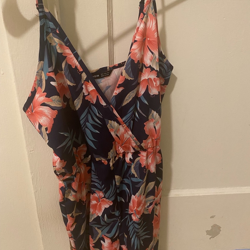 Tropical floral print womens romper